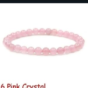 Pink Crystal 8mm Natural Stone Beaded Stretch Bracelet